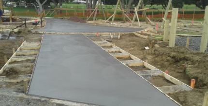 Concrete contractors Hamilton crew on site